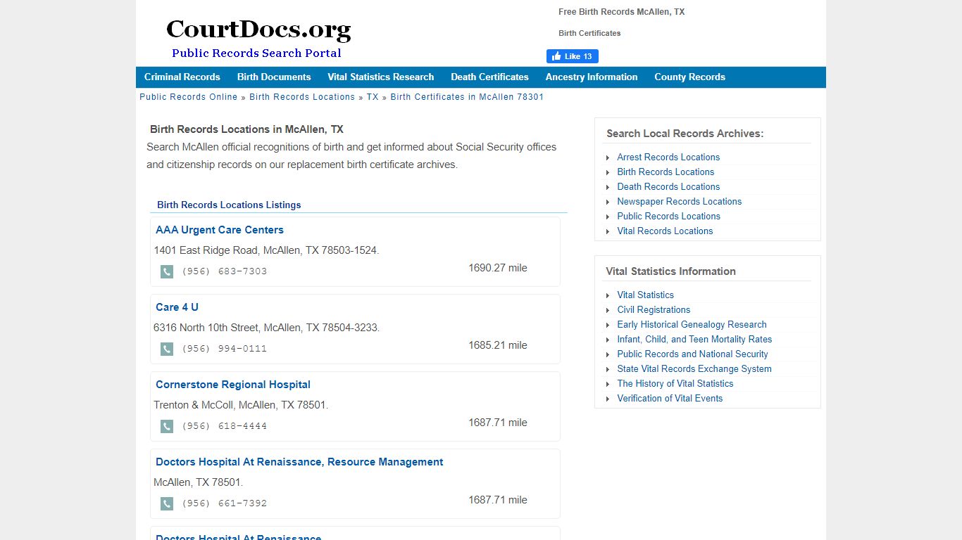 Free Birth Records McAllen, TX - Birth Certificates